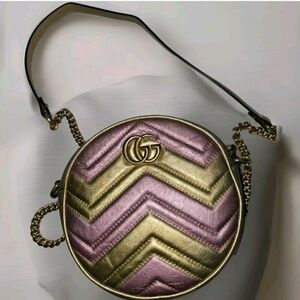 Gucci GG Marmont Round Shoulder Bag Matelasse Leather Mini Pre-owned